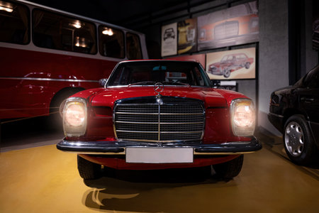 Antalya, Turkey - February 1, 2024: Red Mercedes Benz W115 on display in Antalya Car museumのeditorial素材