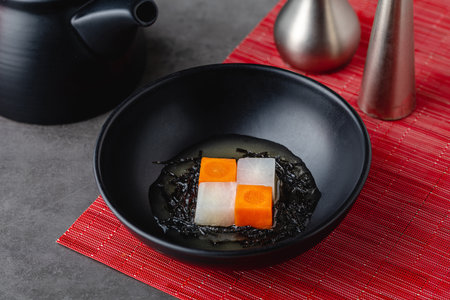 Kenchin Jiru, Japanese vegetable soup prepared with tofu and root vegetablesの写真素材