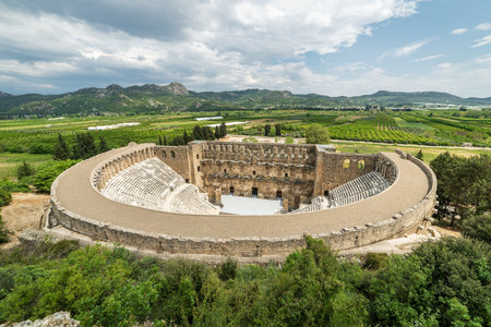 Roman amphitheater of Aspendos, Belkiz - Antalya, Turkeyの写真素材