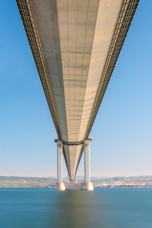Osmangazi Bridge (Izmit Bay Bridge) located in Izmit, Kocaeli, Turkey. Suspension bridge captured with long exposure techniqueの写真素材