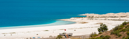 Turquoise colored Salda Lake located in Burdur Turkey. Turkish name Salda Lake
