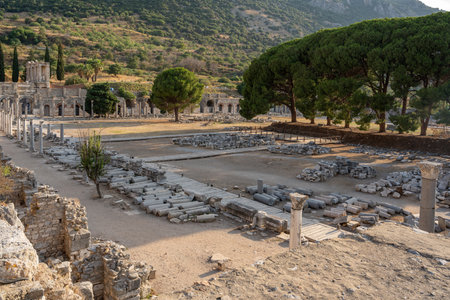 Celsus library in the Ancient City of Ephesus with its magnificent view in night museums