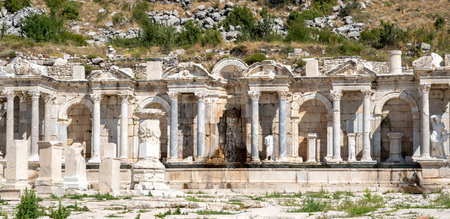 Ancient city of Sagalassos near Burdur, Turkey. Ruins of the Upper Agora of the Roman city of Sagalassosの写真素材