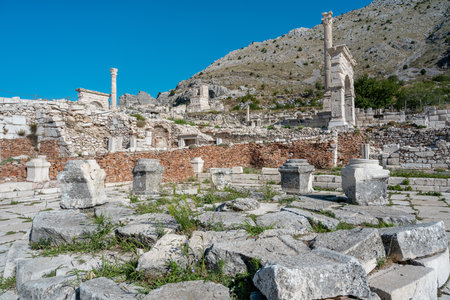 Ancient city of Sagalassos near Burdur, Turkey. Ruins of the Upper Agora of the Roman city of Sagalassosの写真素材