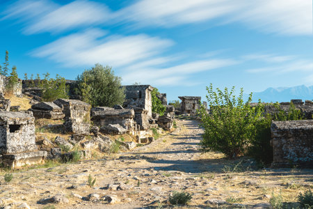 Ruins of the Ancient City of Hierapolis located in Denizli Turkeyの写真素材