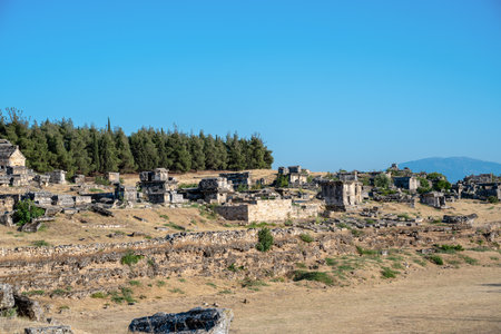 Ruins of the Ancient City of Hierapolis located in Denizli Turkeyの写真素材