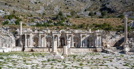 Ancient city of Sagalassos near Burdur, Turkey. Ruins of the Upper Agora of the Roman city of Sagalassosの写真素材