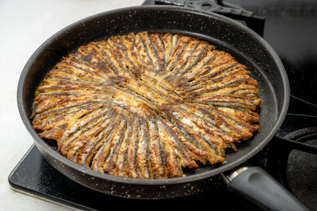 Fried anchovies (Hamsi Tava), a traditional Turkish delicacyの写真素材