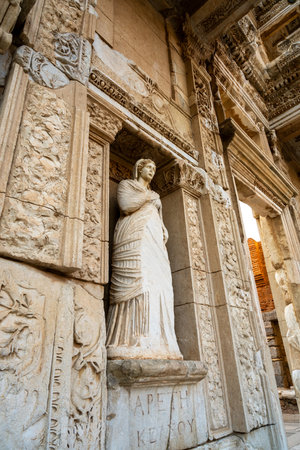Selcuk, Izmir, Turkey - July 4, 2024: Celsus library in the Ancient City of Ephesus with its...