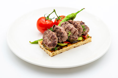 Turkish meatball traditional kofte. Spicy meatballs Kebab or Kebabの写真素材