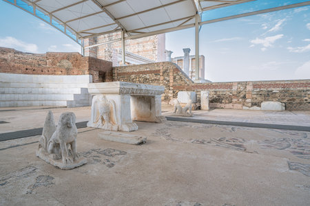 Temple of Artemis and Ancient City of Sardis or Sardes in Salihli, Manisa on a sunny dayの写真素材