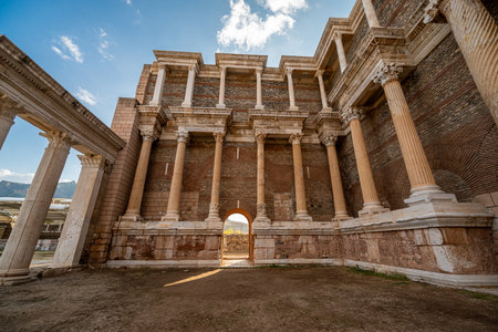 Temple of Artemis and Ancient City of Sardis or Sardes in Salihli, Manisa on a sunny dayの写真素材