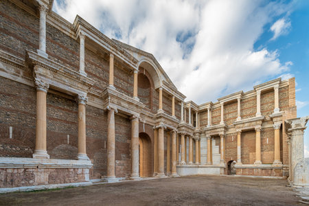 Temple of Artemis and Ancient City of Sardis or Sardes in Salihli, Manisa on a sunny dayの写真素材