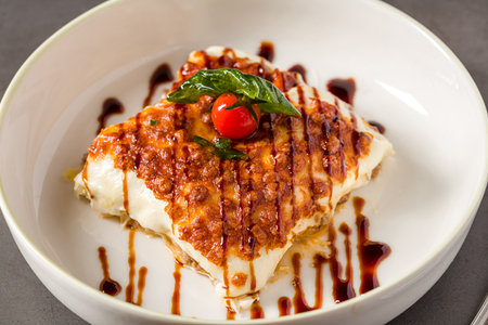 Delicious homemade Lasagna or Lasagne, classic Italian Cuisineの写真素材