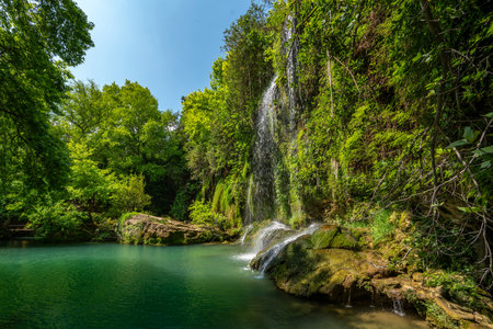 Kursunlu Waterfall in Kursunlu Waterfall National Park in Antalyaの写真素材