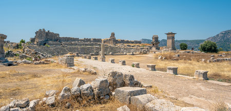 The ancient city of Xanthos, located in the Kas district of Antalya. The tomb monument and ruins of...