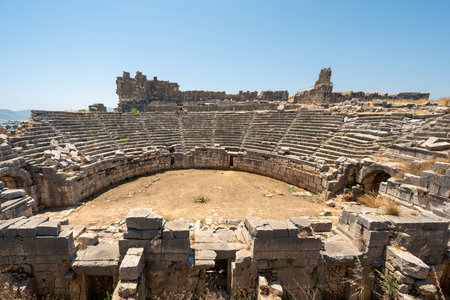 The ancient city of Xanthos, located in the Kas district of Antalya. The tomb monument and ruins of...