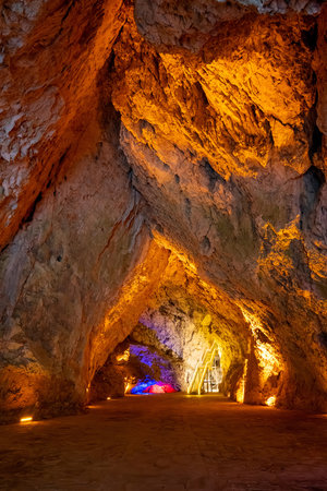 The interior of Oylat Cave, located in the Inegol district of Bursa province, Turkeyの写真素材