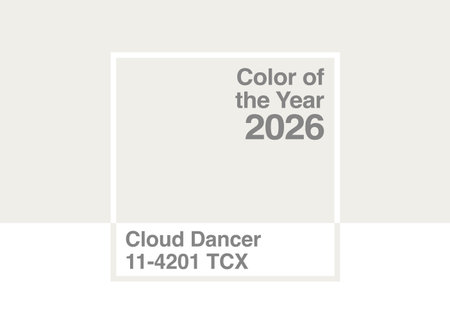 Antalya, Turkey - January 5, 2026: 2026 Color of the Year, Pantone 11-4201 Cloud Dancer trend color...