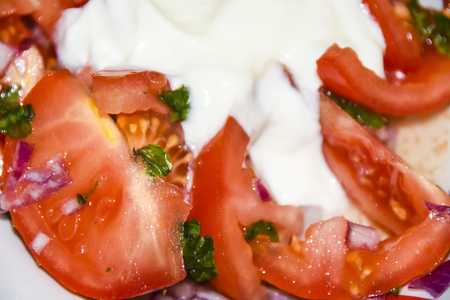 Antipasti italy tomatoes and basilの写真素材