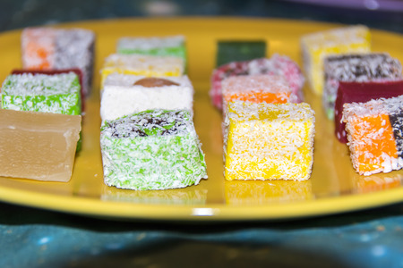 Many assorted multicolored Turkish Delightの写真素材