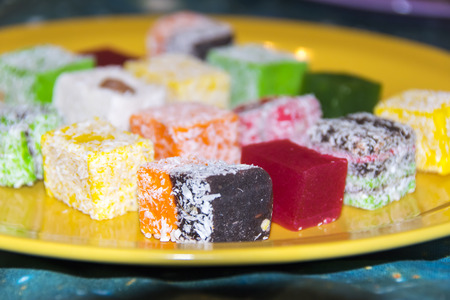 Many assorted multicolored Turkish Delightの写真素材