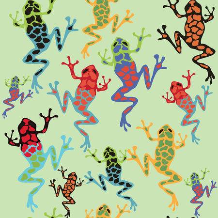 colored different kinds of tropical poisonous frog patternのイラスト素材