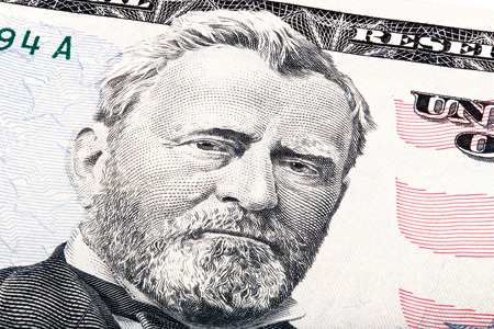 President Ulysses S. Grant from fifty dollar bill. Stacked photo.