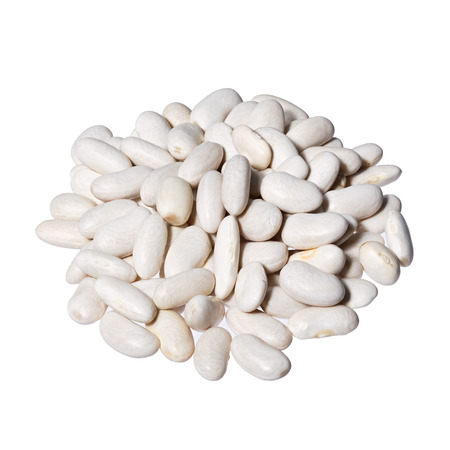 White kidney beans top view close up isolated on white background.の写真素材