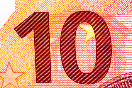 Ten euro banknote in macro shot. High resolution photo.