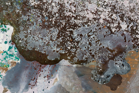 Abstract oil painting. Rock at the sea. Atristic of a painter. High resolution photo.