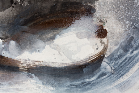 Abstract hand painted black and white background, acrylic painting on canvas, wallpaper, texture. High resolution photo.の写真素材