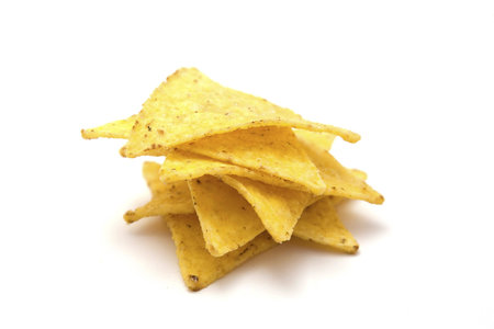 corn chips, nachos on whiteの写真素材