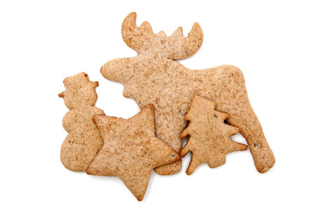 different gingerbread cookies on whiteの写真素材