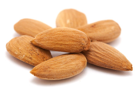 almonds on whiteの写真素材