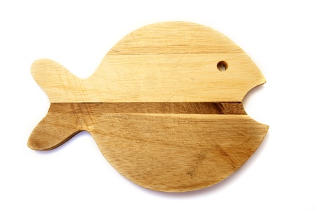 fish shaped wooden hardboardの写真素材