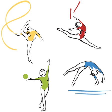 gymnastics collection - womenのイラスト素材