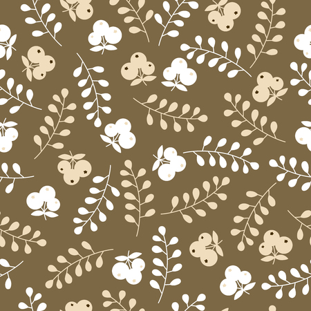 Seamless pattern: Berries and branches with leavesのイラスト素材