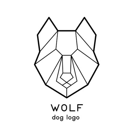 Low poly geometric design with husky dog head. Modern polygonal wolf face  .のイラスト素材