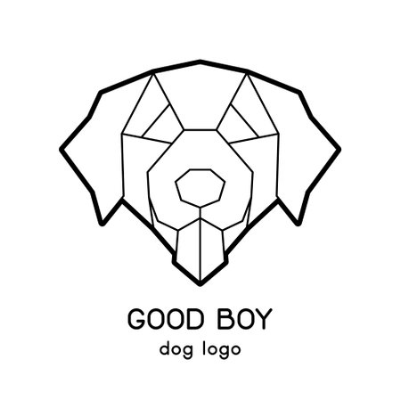 Low poly geometric dog head. Modern polygonal golden retriever face  . Trendy minimalistic friendly dogのイラスト素材