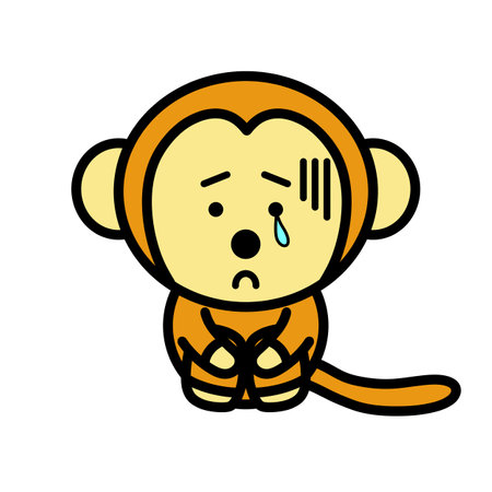 an illustration of depressed monkeyの写真素材