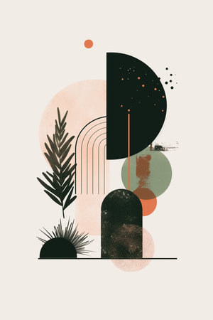 Japanese sumi-e style pine tree on golden textured background.の素材