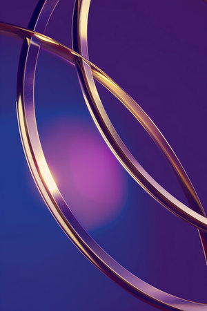 Vibrant geometric abstract background with overlapping neon blocks and gold accents.の素材