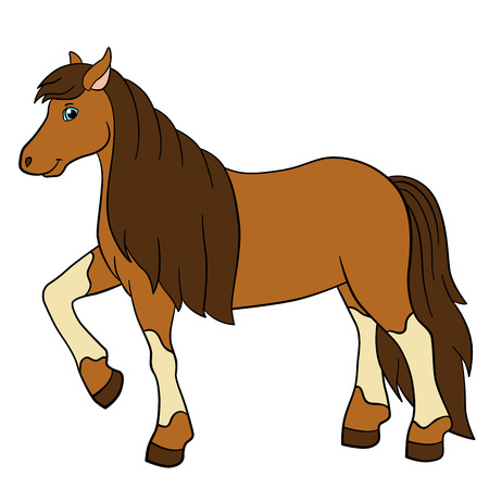 Cartoon farm animals. Cute horse smiles.のイラスト素材