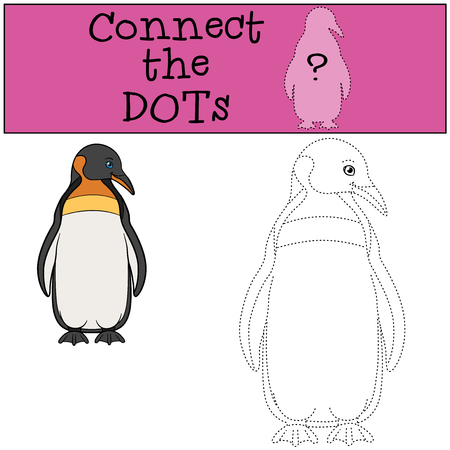 Educational game: Connect the dots. Little cute penguin stands and smiles.のイラスト素材