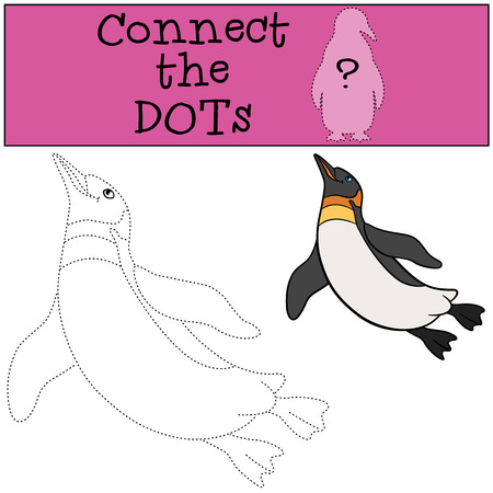 Educational game: Connect the dots. Little cute penguin swims and smiles.のイラスト素材