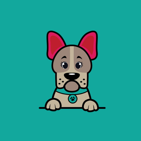 Cute french bulldog vector illustration. Cute cartoon dog character.のイラスト素材