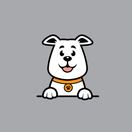 Cute cartoon dog with a medal. Vector illustration on gray background.のイラスト素材