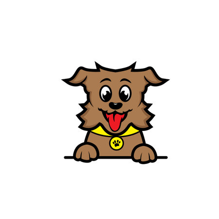 Cute dog cartoon mascot. Vector illustration isolated on white background.のイラスト素材