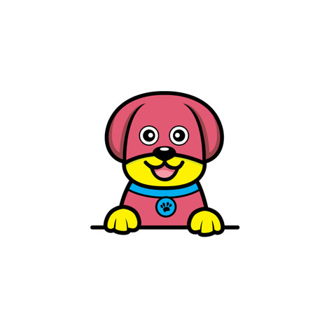 Cute cartoon dog. Vector illustration. Isolated on white background.のイラスト素材